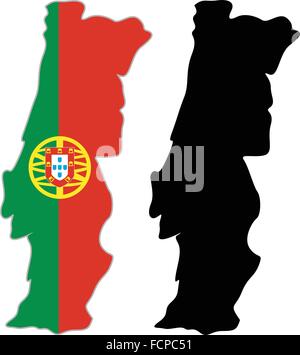 Portugal carte drapeau sur un fond blanc. Vector Illustrator. Illustration de Vecteur