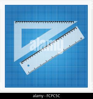 Plan directeur et la règle des instruments sur un fond blanc. Illustration de Vecteur