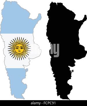 L'Argentine carte drapeau sur un fond blanc. Vector Illustrator. Illustration de Vecteur