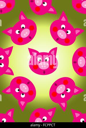 Cochon animal cartoon ,motif transparent Illustration de Vecteur