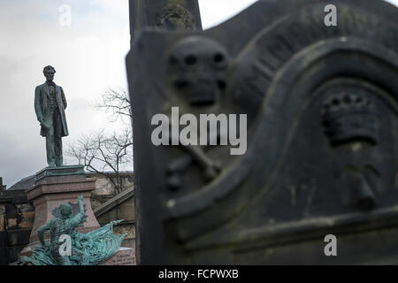 Crâne, vieux cimetière, cimetière de Calton, 1819, l'Obélisque, Ville d'Édimbourg, Memorial, monument, vault, historique, Banque D'Images