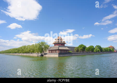 Beijing, Chine à l'angle des douves extérieures de la Cité Interdite Banque D'Images