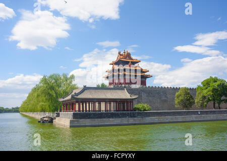 Beijing, Chine à l'angle des douves extérieures de la Cité Interdite Banque D'Images