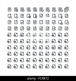 Ensemble de 100 icônes de document. Extension de fichier. Types de fichiers. Operations avec les documents Illustration de Vecteur