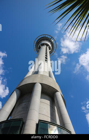 Jusqu'à la à la Sky Tower à Auckland, en Nouvelle-Zélande. Banque D'Images