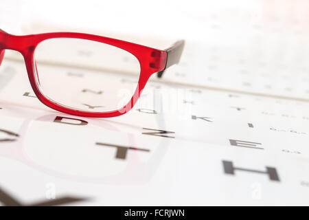 Lunettes modernes sur une vue graphique de test. Banque D'Images