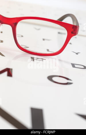 Lunettes modernes sur une vue graphique de test. Banque D'Images