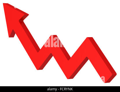 Flèche rouge se déplace vers le haut. Conception graphique de profit Banque D'Images