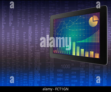 Avec tablette graphique de l'arrière-plan abstrait des chiffres. Banque D'Images