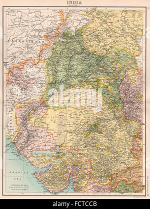 L'Inde britannique NORTH WEST : Rajputana Gujarat Punjab. BARTHOLOMEW, 1898 Ancien site Banque D'Images