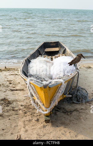 Bateaux sur la plage du lac Edouard, Parc national Queen Elizabeth, en Ouganda, en Afrique de l'Est Banque D'Images