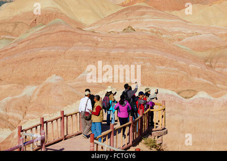 La Chine, la province de Gansu, colorées en relief Danxia Zhangye, Unesco world heritage Banque D'Images