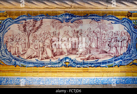 Portugal, Lisbonne, Mosteiro dos Jeronimos, monastère des Hiéronymites, patrimoine mondial de l'azulejos, carreaux, dans l'ancien réfectoire ( Banque D'Images