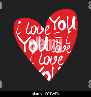 Coeur en phrase je t'aime Illustration de Vecteur