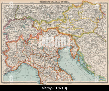 Nord de l'Italie et l'AUTRICHE : Italien Istria & Zara/Zadar. État libre de Fiume 1924 map Banque D'Images