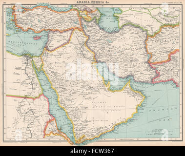 Moyen-orient:Saoudite (pas de frontières) Perse Syrie/Liban unified Mer Rouge, 1924 La carte Banque D'Images