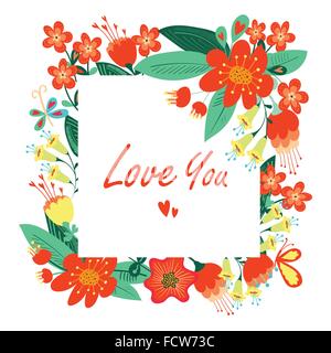 Happy valentines day carte floral. Illustration de Vecteur