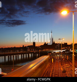 Vue de nuit sur la vieille ville de Stockholm Banque D'Images