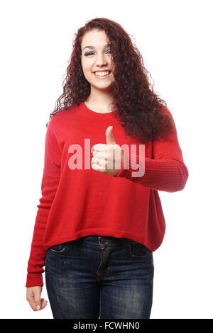 Young woman giving Thumbs up Banque D'Images