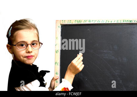 Lycéenne a écrit sur le tableau noir Banque D'Images