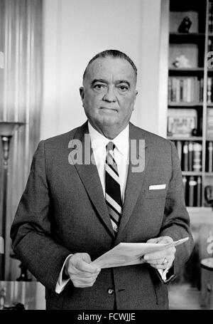 J Edgar Hoover. Portrait du premier Directeur du Federal Bureau of Investigation (FBI) aux Etats-Unis, Sept 1961 Banque D'Images