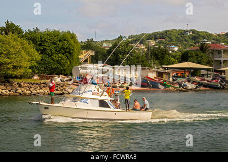 Vue Voyant Voile Rodney Bay Sainte Lucie Antilles Banque D'Images