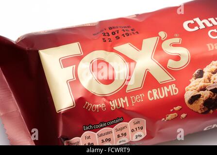 Détail d'un paquet de biscuits Foxs uk Banque D'Images