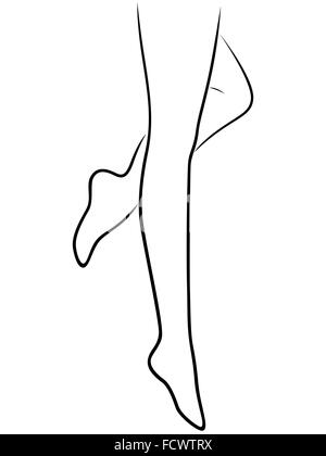 Résumé de la femme marchant pieds nus, dessin à la main contour vectoriel Illustration de Vecteur