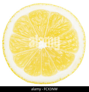 Tranche de citron isolé sur le fond blanc. Banque D'Images