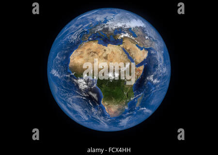 La planète Terre avec des nuages et de l'atmosphère. Voir l'Afrique. Éléments de cette image fournie par la NASA Banque D'Images