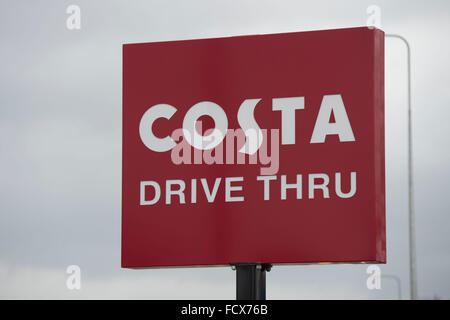 Costa Coffee drive thru par logo. Banque D'Images