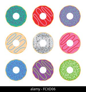 Donut coloré icon set Illustration de Vecteur