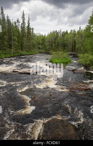 Raudanjok River dans la province de Laponie, Finlande Banque D'Images