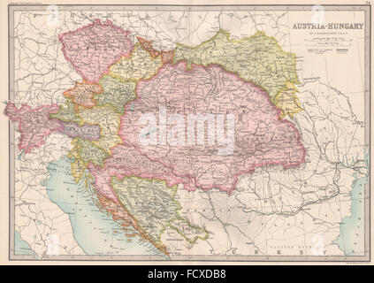 Autriche-HONGRIE : Kunstenland Slavonija Carinthie Styrie Silésie &c, 1890 map Banque D'Images