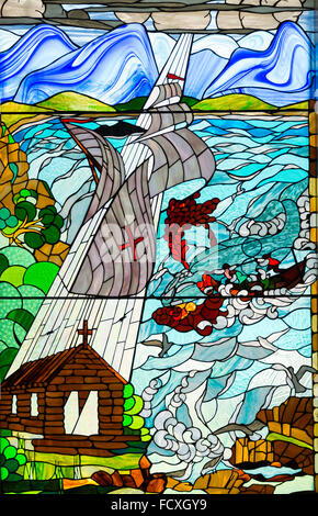 Vitrail de Bartolomeu Dias Museum, Mossel Bay, Eden District, Province de Western Cape, Afrique du Sud Banque D'Images