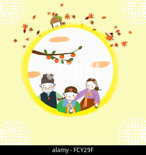 Illustration représentant Korean thanksgiving day journée en famille Banque D'Images