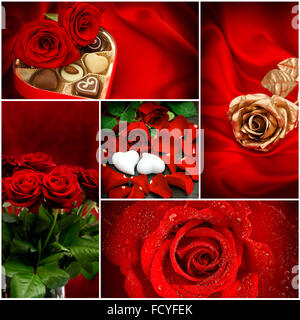 Roses rouges. Coeurs. Valentines Day concept Banque D'Images