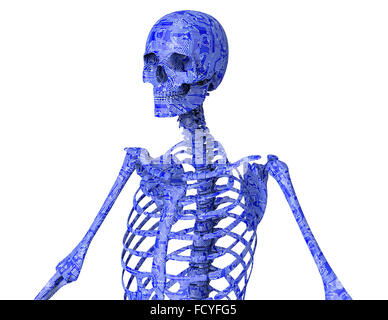 Électronique numérique crâne squelette isolated on white Banque D'Images