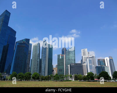 Panorama de la ville de Singapour à Boat Quay, Quartier Financier , Singapour, en Asie Banque D'Images