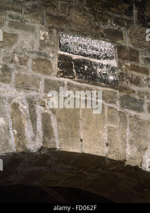 Dévouement anglo-saxonne sur pierre W arc de tower, l'enregistrement du dévouement de l'église de St Pau,l à Jarrow, le 23 avril annonce685. Banque D'Images