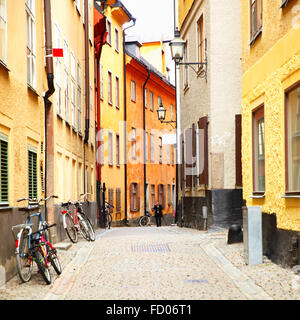 Vieille rue latérale à Stockholm, Suède Banque D'Images