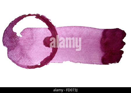 Les taches de vin et d'avc en verre isolé sur fond blanc (utilisé du vrai vin rouge) Banque D'Images