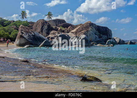 La plage aux bains National Park la Vierge Gorda Îles Vierges Britanniques Antilles Banque D'Images