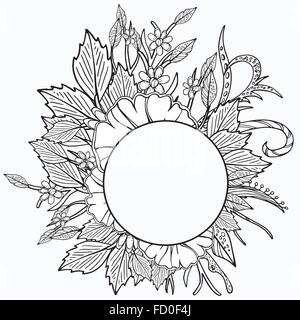 Floral frame. Design rétro ethnique Illustration de Vecteur