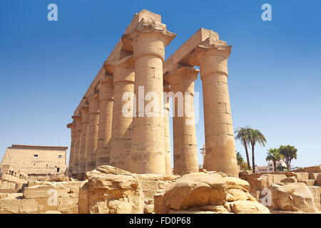 Colonne antique dans le temple de Louxor, Louxor, Egypte Banque D'Images