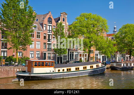 Péniche péniche Amsterdam - Hollande, Pays-Bas Banque D'Images