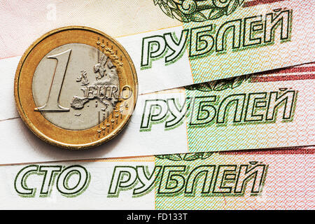 Les taux de change du rouble, à l'euro. Banque D'Images