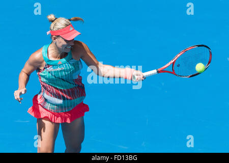 Melbourne, Australie. 27 Jan, 2016. Angelique Kerber de l'Allemagne en action dans un match de la ronde quart de finale contre Victoria Azarenka du Bélarus sur dix jours de l'Australian Open 2016 Tournoi de tennis du Grand Chelem à Melbourne Park, Melbourne, Australie. Angelique Kerber a gagné 6375. Bas Sydney/Cal Sport Media/Alamy Live News Banque D'Images