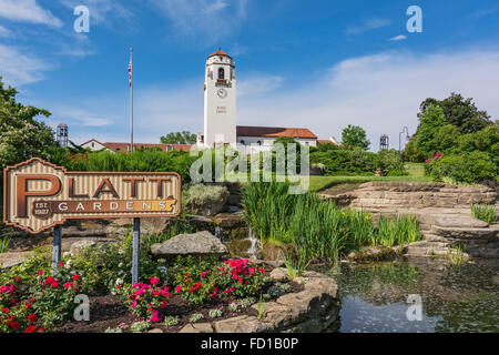 New York, Platt Gardens, Boise Union Pacific Depot, construit en 1925, la gare de chemin de fer, aujourd'hui utilisé pour des événements spéciaux Banque D'Images