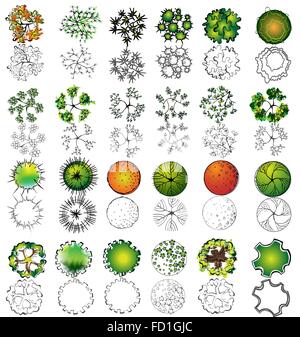 Un ensemble de symboles de la cime, pour l'architecture ou la conception de paysage Illustration de Vecteur